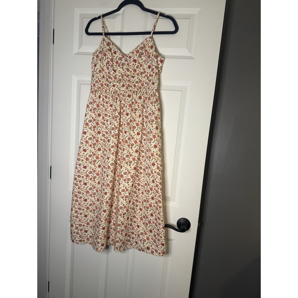 Old Navy Smocked Midi Dress Cream With Multicolor Floral XS